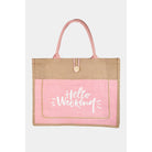 Hello Weekend Burlap Tote Bag: BK { product_type }}