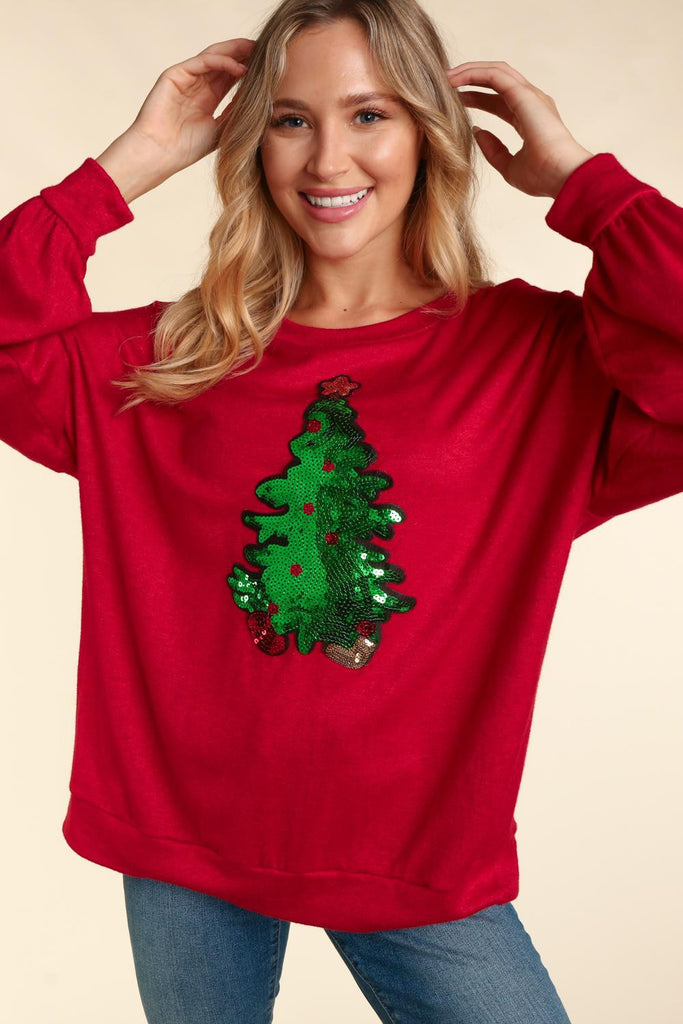 Sequined Christmas Tree Sweater-Outerwear-Haptics-Three Birdies Boutique, Women's Fashion Boutique Located in Kearney, MO