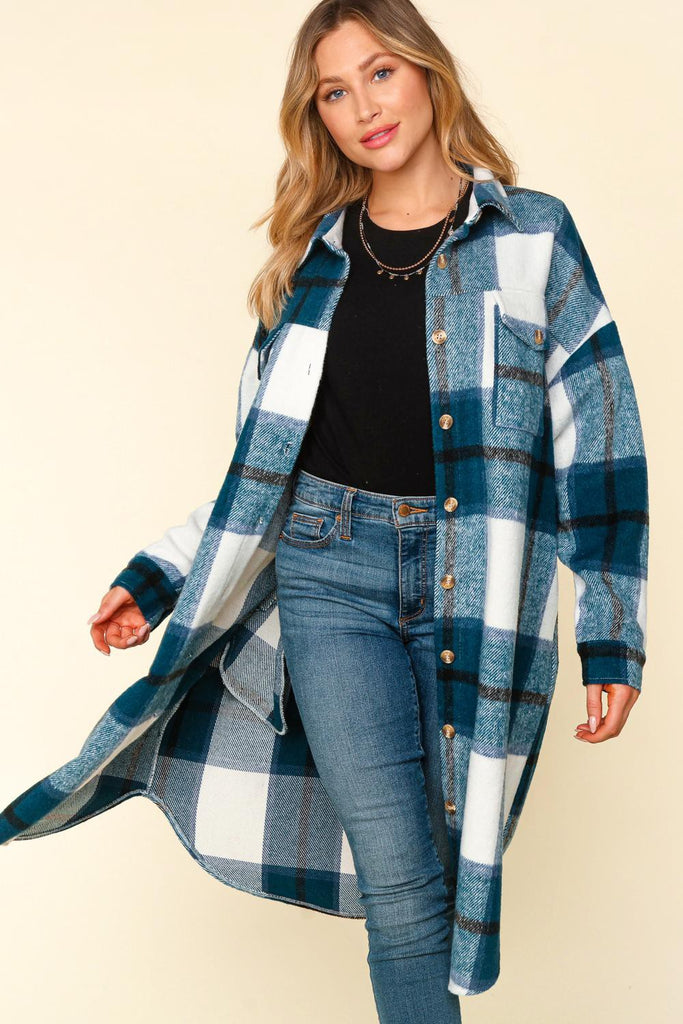 Plaid Flannel Duster Shacket-Outerwear-Haptics-Three Birdies Boutique, Women's Fashion Boutique Located in Kearney, MO