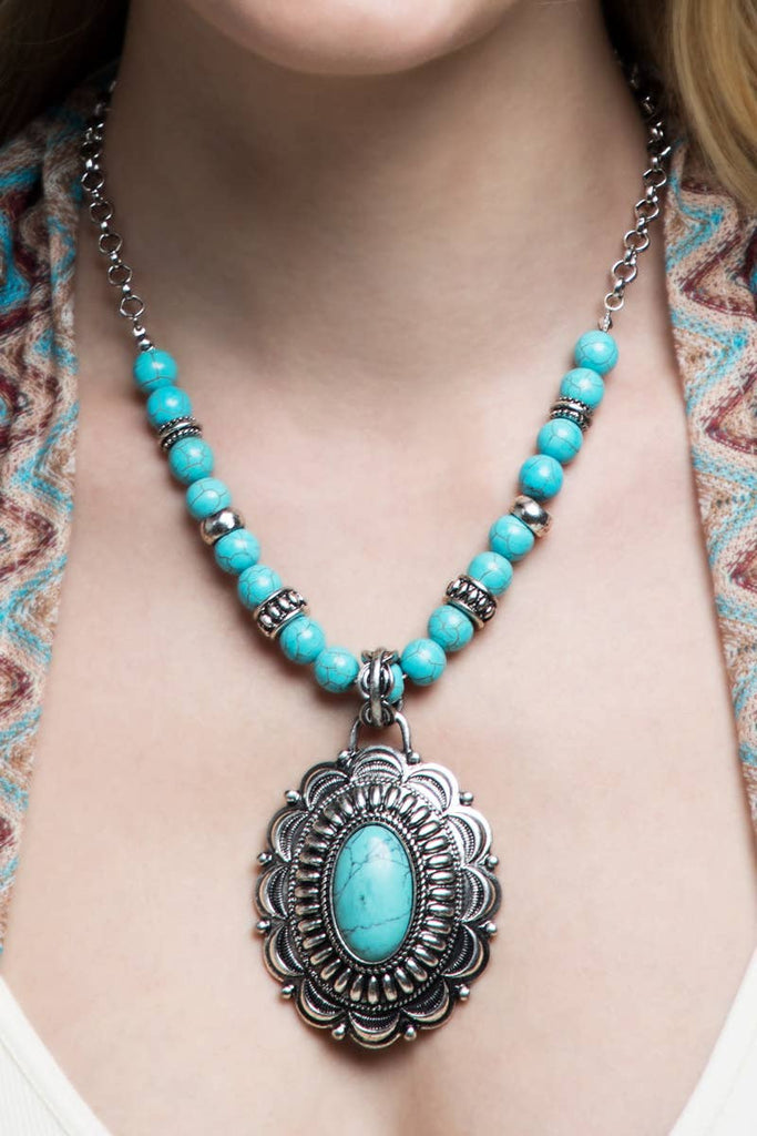 Southwestern Inspired Necklace Set: SBTQ-Turquoise / OS-Urbanista-Three Birdies Boutique, Women's Fashion Boutique Located in Kearney, MO