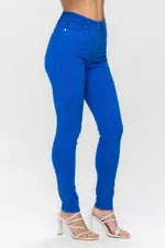 Judy Blue Cobalt Blue Garment Dyed Skinny-Denim-Judy Blue-Three Birdies Boutique, Women's Fashion Boutique Located in Kearney, MO