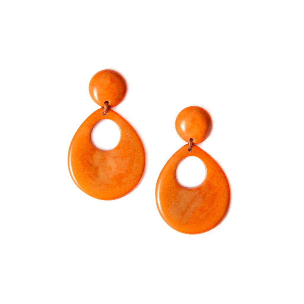 Mimi Earrings: Ivory/Poppy Coral-Organic Tagua Jewelry-Three Birdies Boutique, Women's Fashion Boutique Located in Kearney, MO