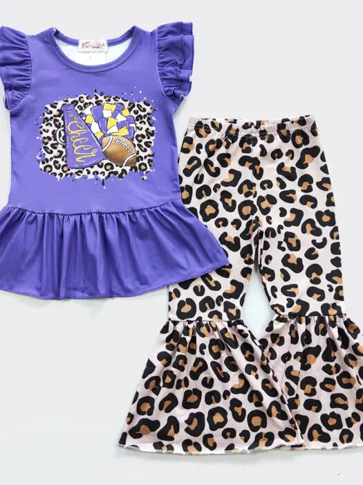 Purple & Yellow Little Girls Football Set-Two Piece Outfit-Clover Cottage-Three Birdies Boutique, Women's Fashion Boutique Located in Kearney, MO