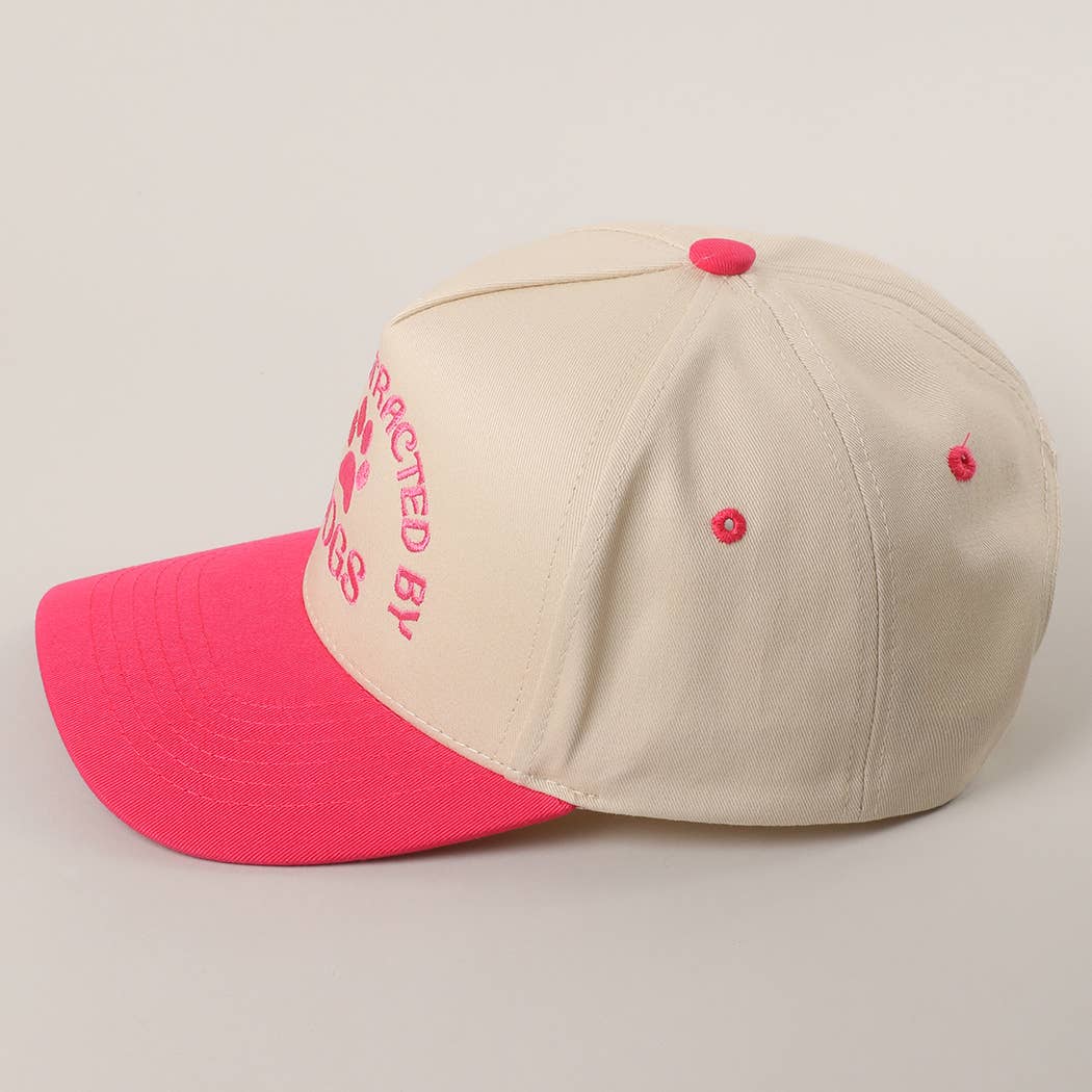 EASILY DISTRACTED BY DOGS Embroidered Trucker Hat: BLACK / One Color { product_type }}