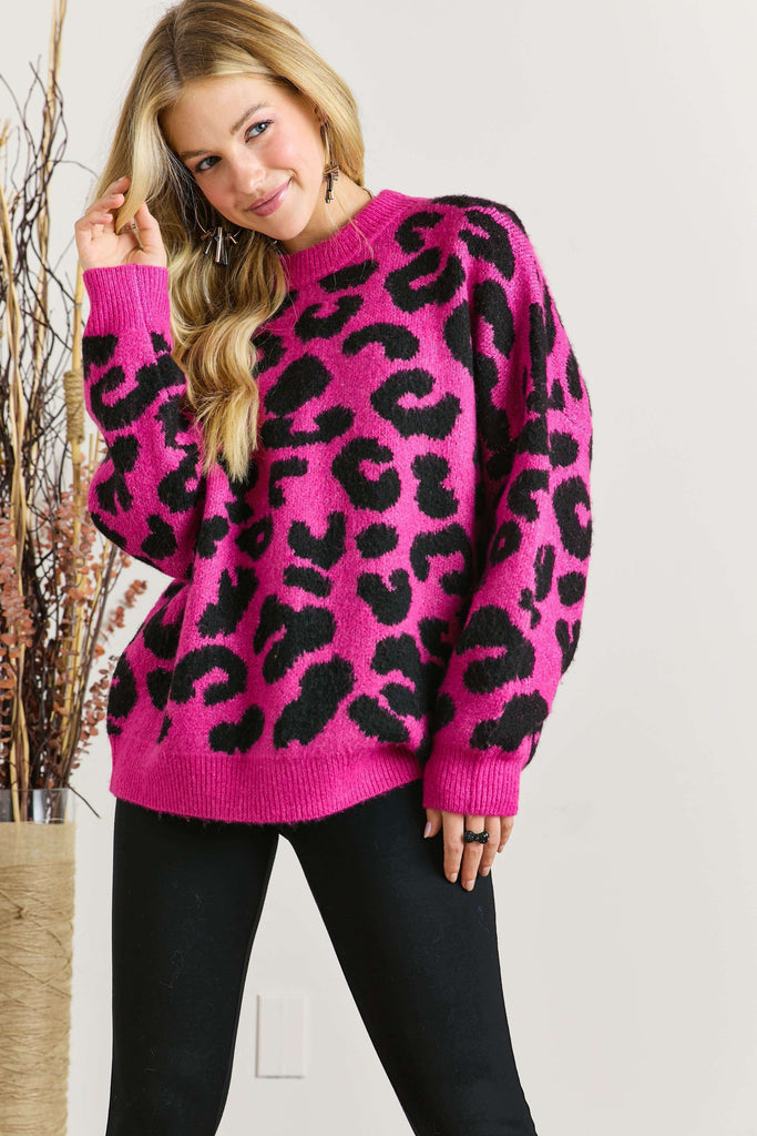 Leopard Cozy Sweater-Sweater-ADORA LA-Three Birdies Boutique, Women's Fashion Boutique Located in Kearney, MO