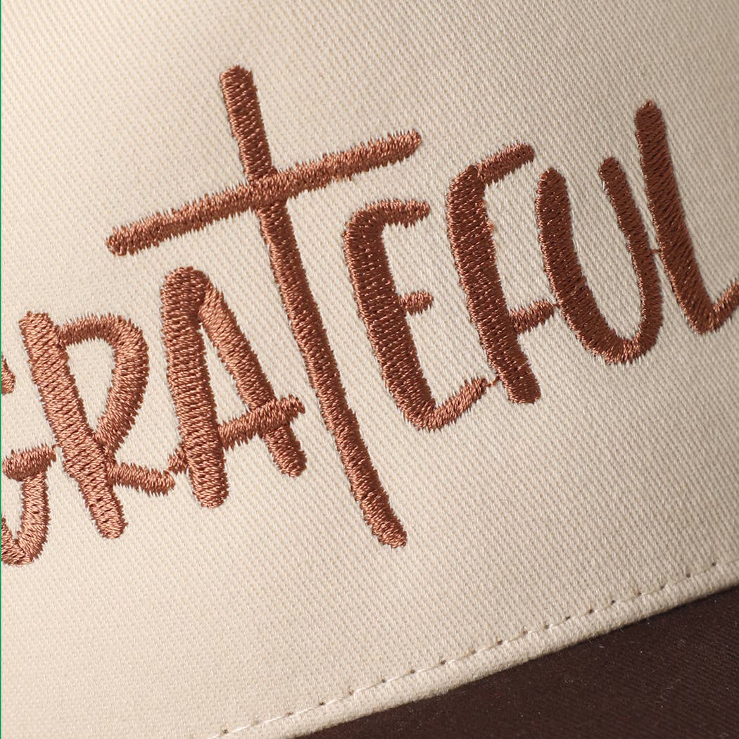 GRATEFUL Embroidery Two-Tone Trucker Hat: COW / One Size { product_type }}