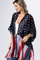 Navy Flag Stars & Stripes Kimono: NAVY FLAG-Urbanista-Three Birdies Boutique, Women's Fashion Boutique Located in Kearney, MO