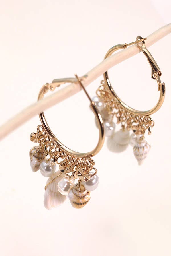 Multi-Natural Seashell Cluster Drop Earrings { product_type }}