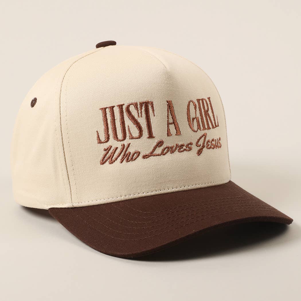 Just A Girl Who Loves Jesus Embroidery Trucker Hat: Hot Pink / ONE SIZE { product_type }}