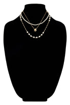 Silver Triple Layer Pearl and Chain Link Necklace { product_type }}