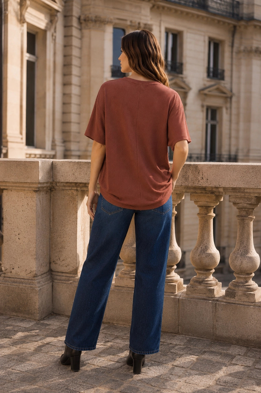 Oversized Rib Ruched Top-Shirts & Tops-Dear Scarlett-Three Birdies Boutique, Women's Fashion Boutique Located in Kearney, MO