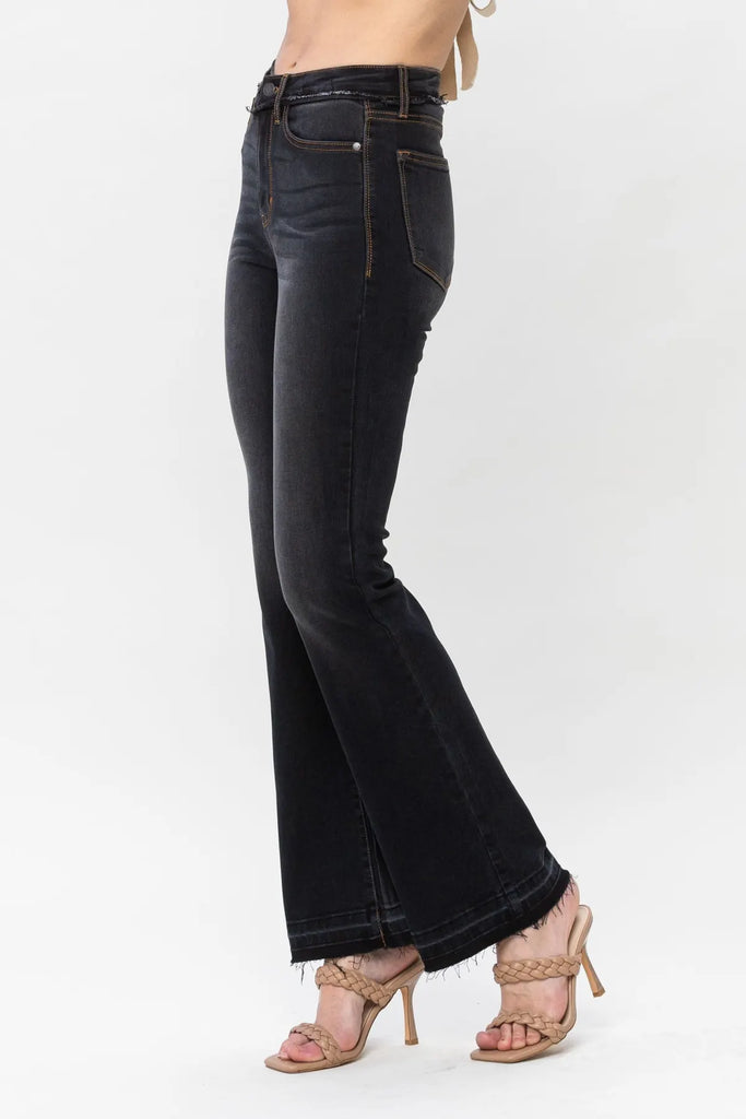 Judy Blue Release Hem Black Slim Bootcut-Denim-Judy Blue-Three Birdies Boutique, Women's Fashion Boutique Located in Kearney, MO