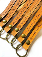 Scripture Wristlet Keychain Set - Full Grain Leather: Psalm 91:4 { product_type }}