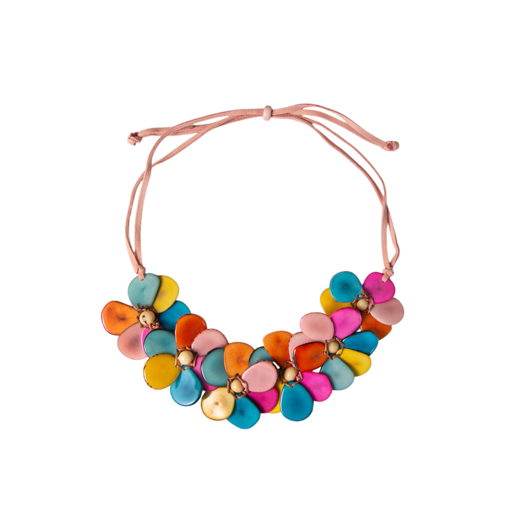 Rosalia Necklace: Ivory/Turquoise-Organic Tagua Jewelry-Three Birdies Boutique, Women's Fashion Boutique Located in Kearney, MO