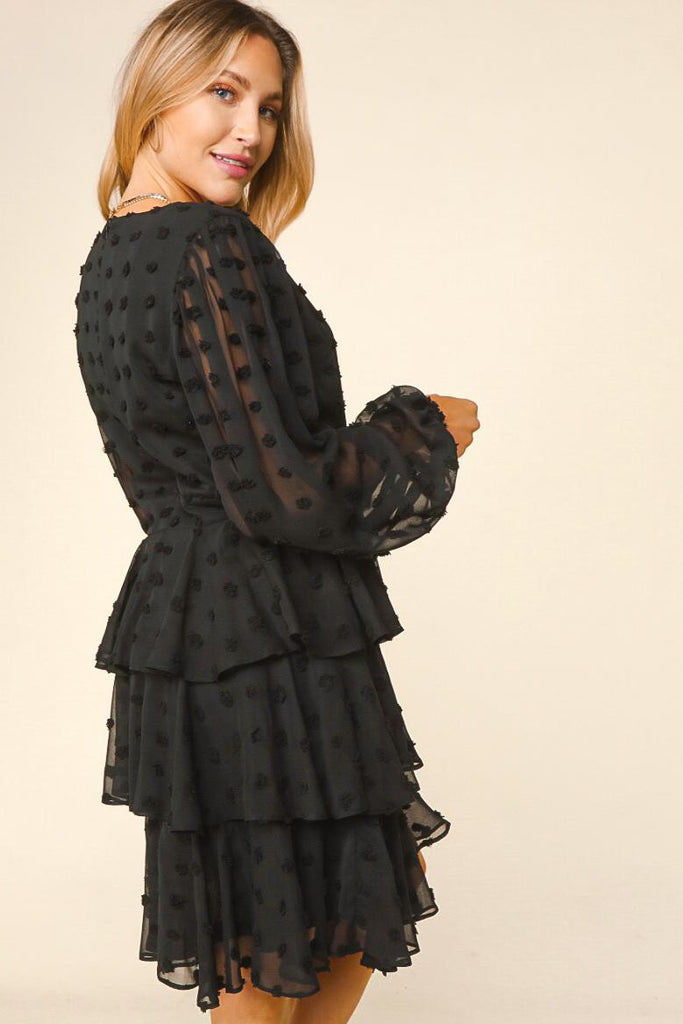 Dotted Black Twirl Dress-Dresses-Haptics-Three Birdies Boutique, Women's Fashion Boutique Located in Kearney, MO