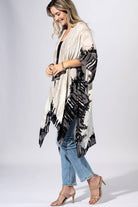 Black Beige Border Kimono: BLACK/BEIGE / 2 / One Size-Urbanista-Three Birdies Boutique, Women's Fashion Boutique Located in Kearney, MO