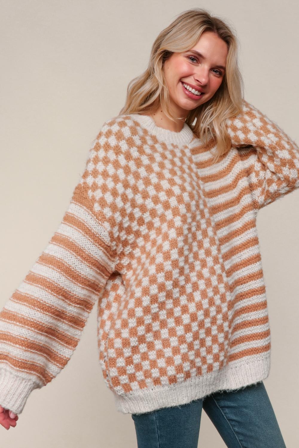 Checker Stripe Sweater { product_type }}