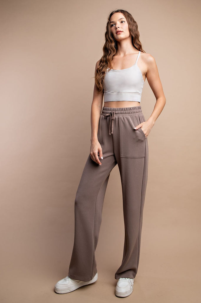 Rae Mode Straight Lounge Pants in Mocha-Joggers-Rae Mode-Three Birdies Boutique, Women's Fashion Boutique Located in Kearney, MO