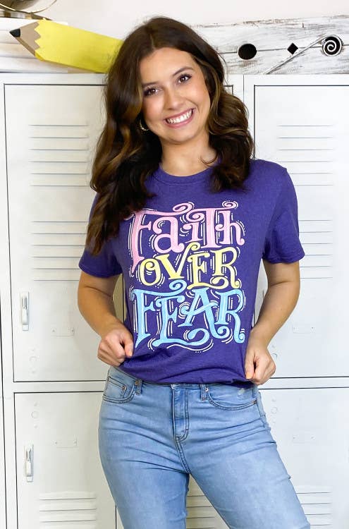 Faith Over Fear Graphic Tee - Sugar Stitch-Three Birdies Boutique, Women's Fashion Boutique Located in Kearney, MO