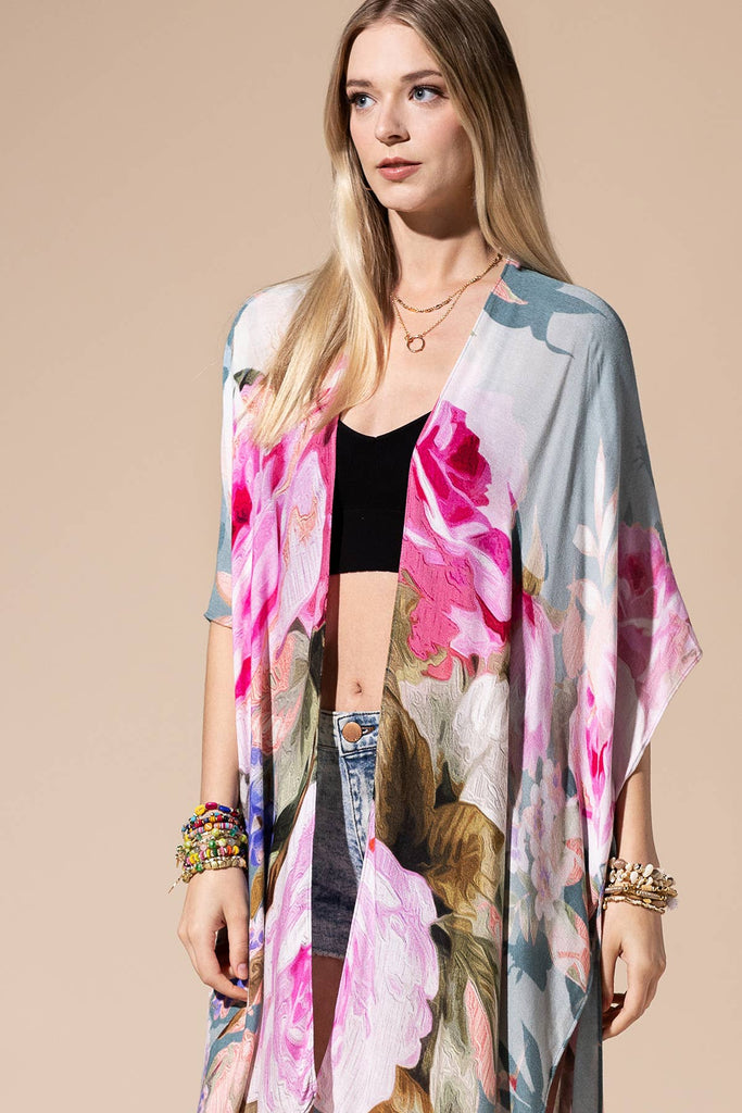 Monet Kimono: Monet / OS-Urbanista-Three Birdies Boutique, Women's Fashion Boutique Located in Kearney, MO