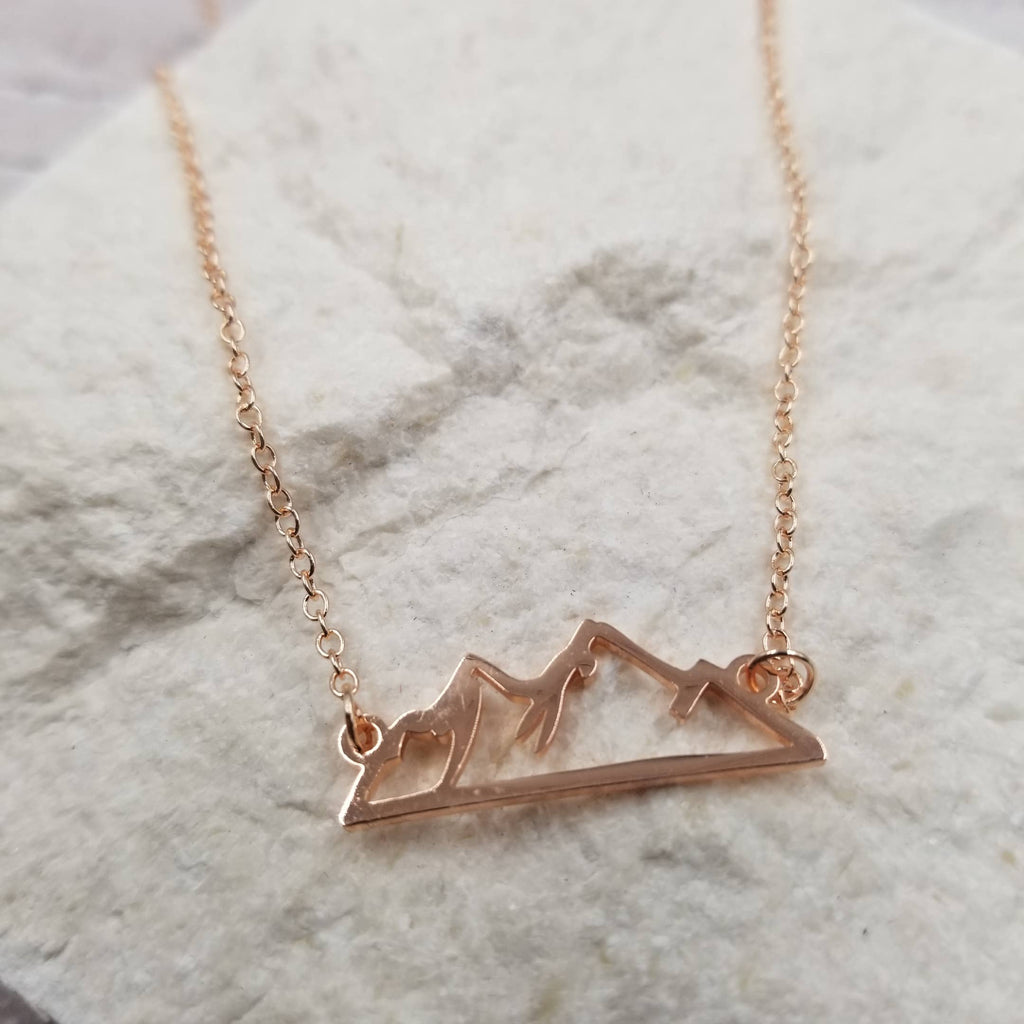 Mountain Cutout Necklace: Gold-Treasure Wholesale-Three Birdies Boutique, Women's Fashion Boutique Located in Kearney, MO