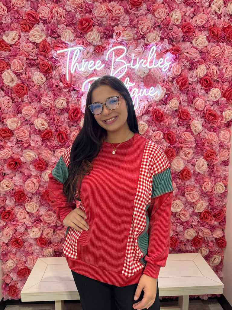 Color Block Red top-Shirts & Tops-Heimish-Three Birdies Boutique, Women's Fashion Boutique Located in Kearney, MO