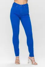 Judy Blue Cobalt Blue Garment Dyed Skinny-Denim-Judy Blue-Three Birdies Boutique, Women's Fashion Boutique Located in Kearney, MO