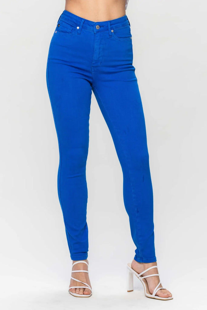 Judy Blue Cobalt Blue Garment Dyed Skinny-Denim-Judy Blue-Three Birdies Boutique, Women's Fashion Boutique Located in Kearney, MO