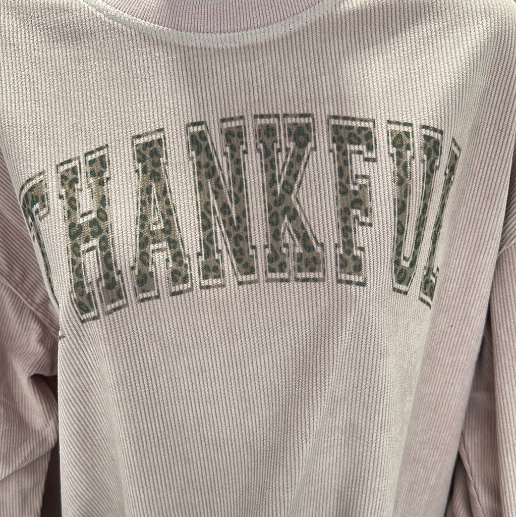 Thankful Corded Crewneck-Sweatshirts-Route 50-Three Birdies Boutique, Women's Fashion Boutique Located in Kearney, MO