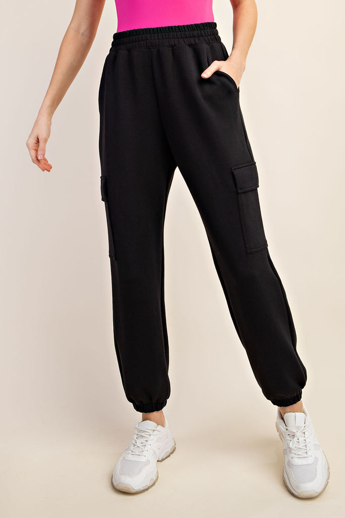 Rae Mode Cargo Jogger Pants in Black-Joggers-Rae Mode-Three Birdies Boutique, Women's Fashion Boutique Located in Kearney, MO