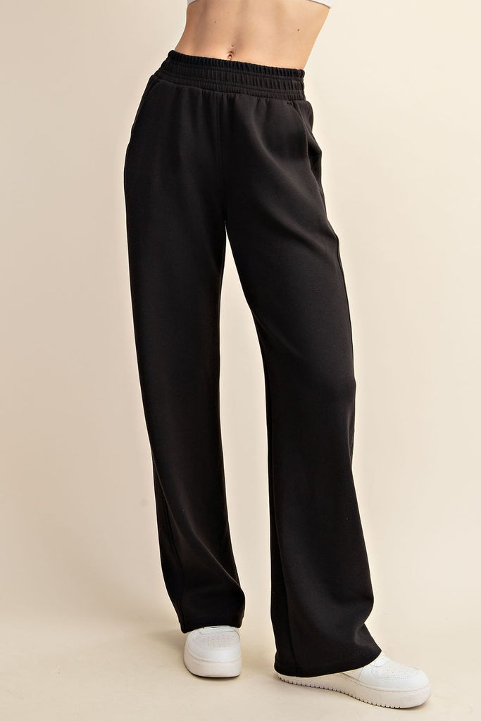 Rae Mode Luxe Straight Leg Pants in Black-Pants-Rae Mode-Three Birdies Boutique, Women's Fashion Boutique Located in Kearney, MO