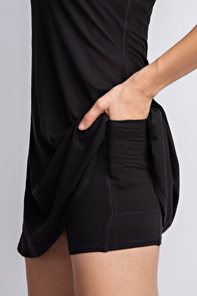 Buttery Soft Dress w/ Shorts in Black-Dress-Rae Mode-Three Birdies Boutique, Women's Fashion Boutique Located in Kearney, MO
