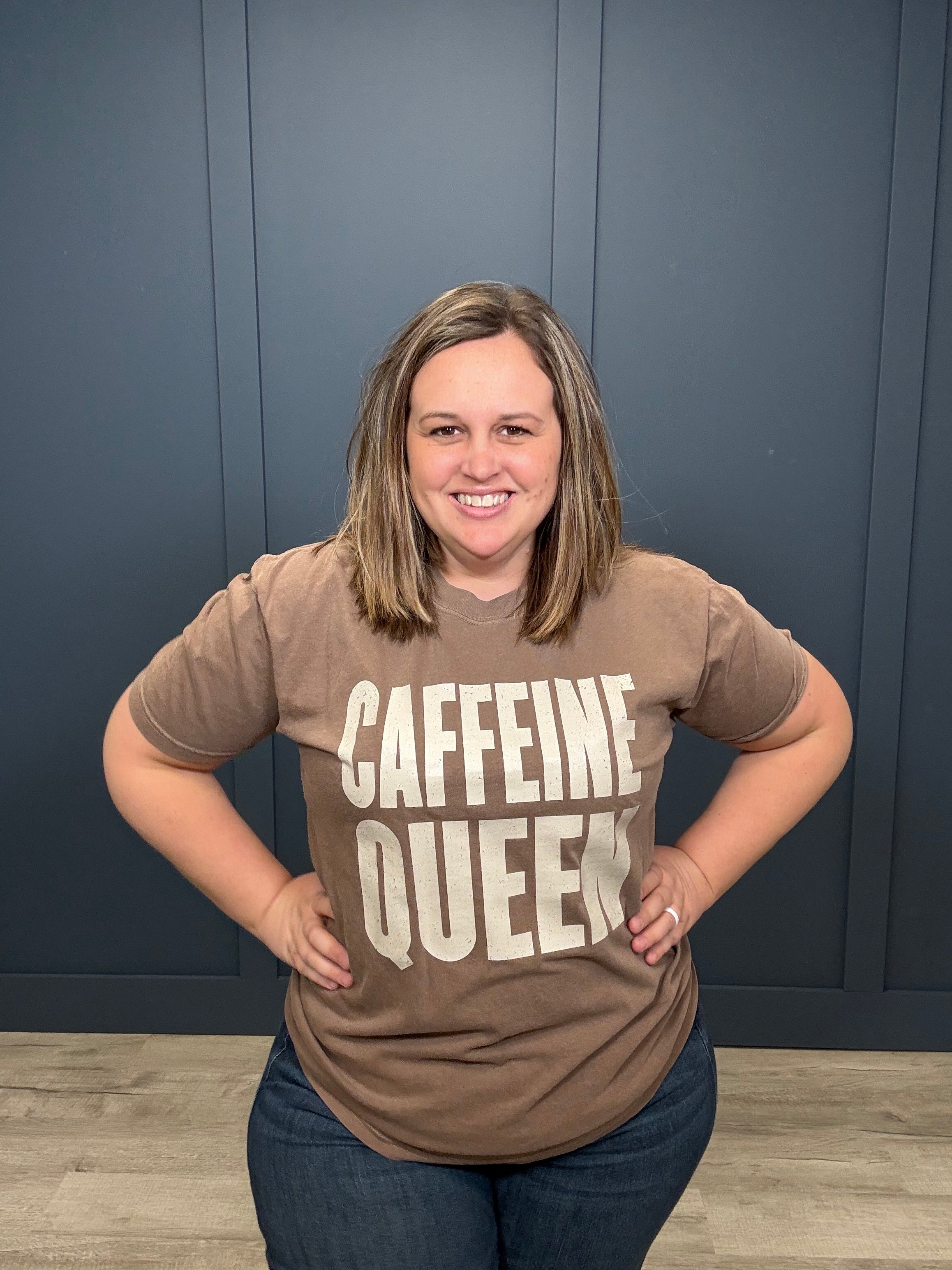 *Online Exclusive* Caffeine Queen Tee-Graphic Tees-Tres Birdos Graphic Tees-Three Birdies Boutique, Women's Fashion Boutique Located in Kearney, MO