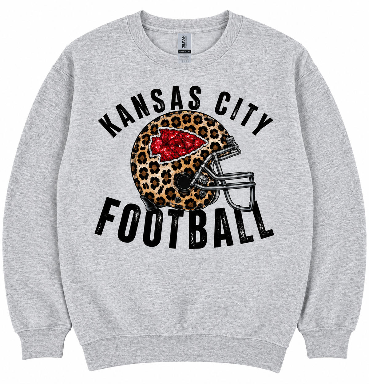 Leopard Helmet Crewneck-Graphic Tees-TB TEES-Three Birdies Boutique, Women's Fashion Boutique Located in Kearney, MO