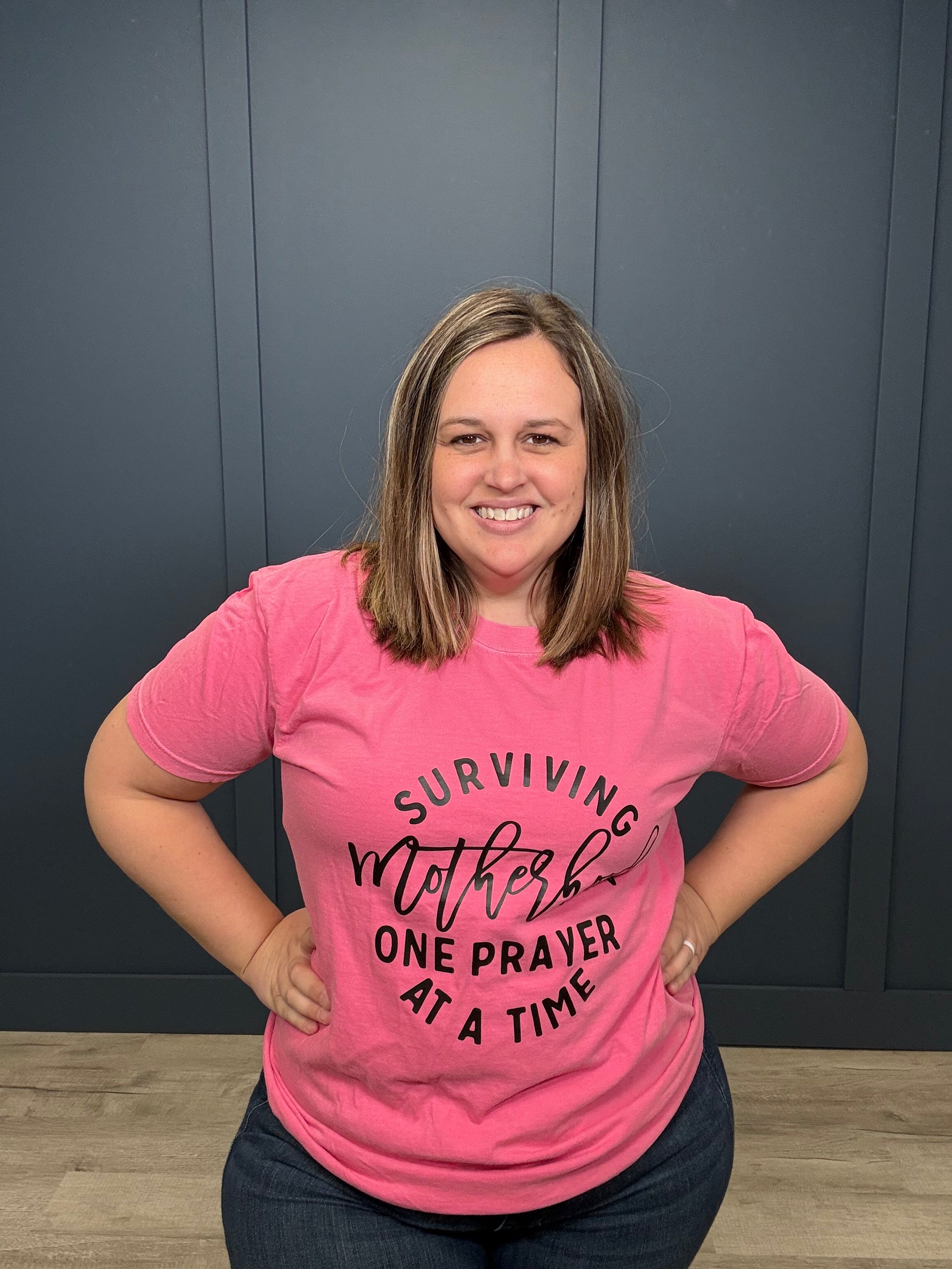 Surviving Motherhood Tee-Graphic Tees-Tres Birdos Graphic Tees-Three Birdies Boutique, Women's Fashion Boutique Located in Kearney, MO