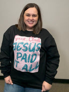 Jesus Paid The Check Crewneck-Graphic Tees-Tres Birdos Graphic Tees-Three Birdies Boutique, Women's Fashion Boutique Located in Kearney, MO