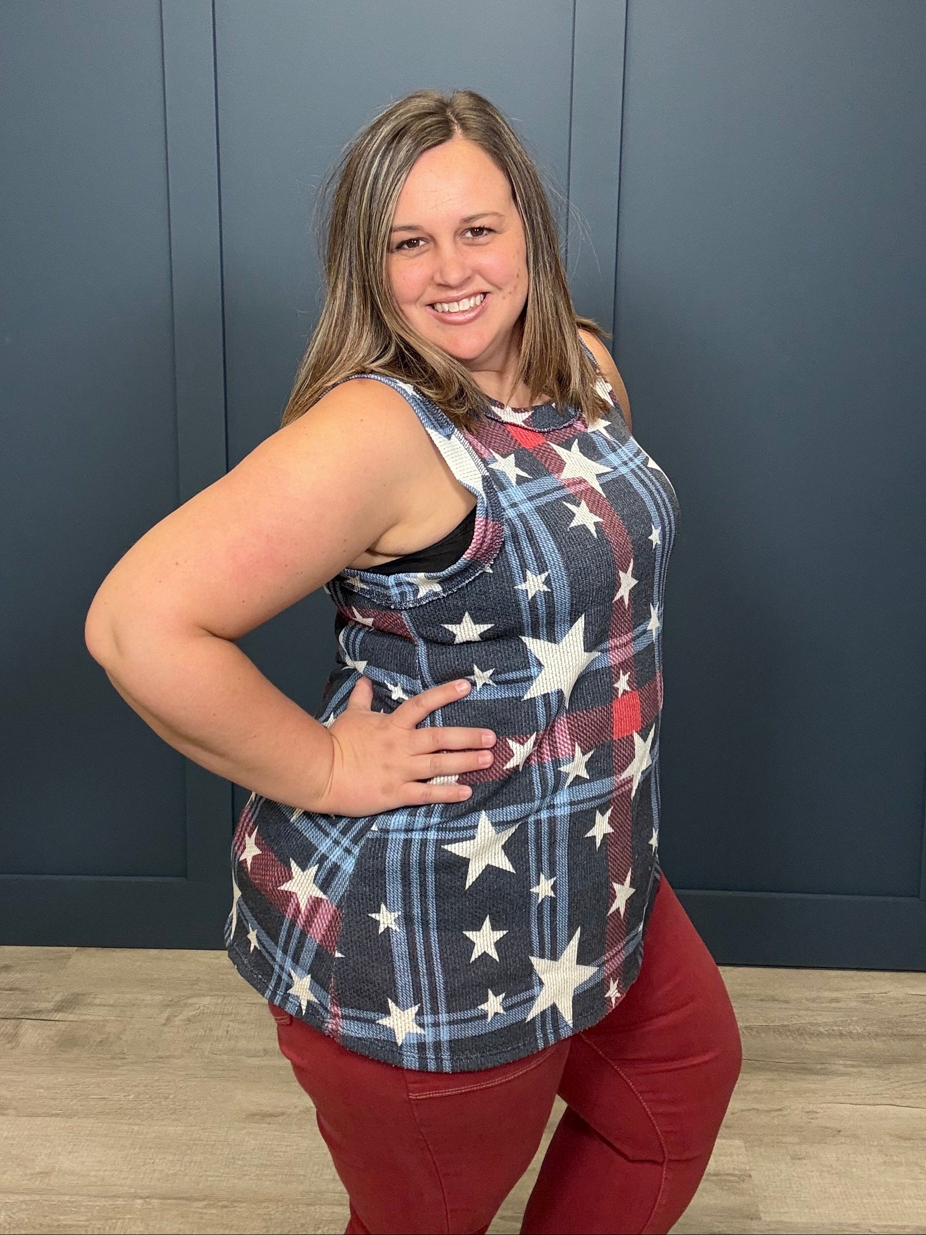 Plaid Stars Tank Top { product_type }}