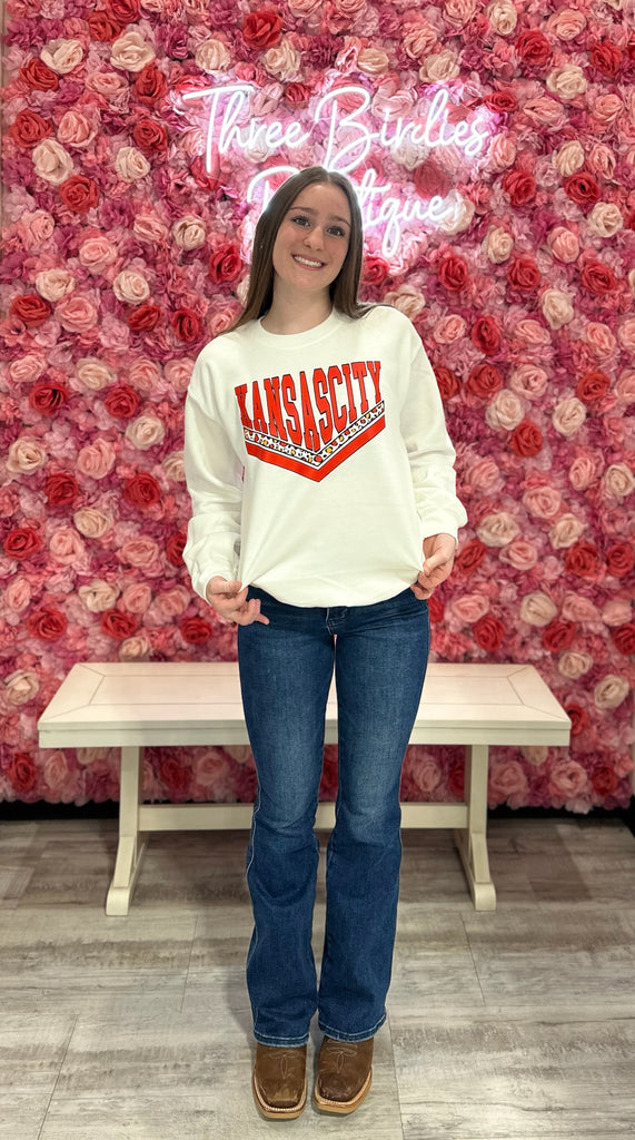KC Cheetah Angle Crewneck-Graphic Tees-Tres Birdos Graphic Tees-Three Birdies Boutique, Women's Fashion Boutique Located in Kearney, MO