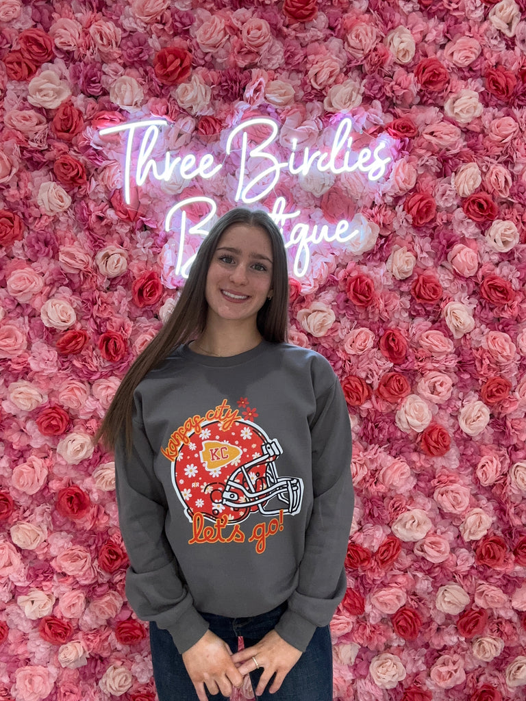 KC Floral Crewneck-Graphic Tees-Tres Birdos Graphic Tees-Three Birdies Boutique, Women's Fashion Boutique Located in Kearney, MO