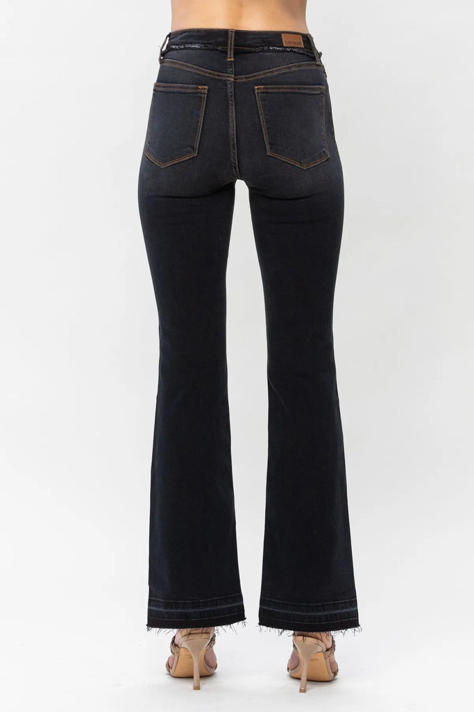 Judy Blue Release Hem Black Slim Bootcut-Denim-Judy Blue-Three Birdies Boutique, Women's Fashion Boutique Located in Kearney, MO