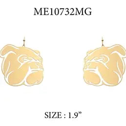 Gold Bulldog Cutout Earrings-Accessories-What's Hot-Three Birdies Boutique, Women's Fashion Boutique Located in Kearney, MO
