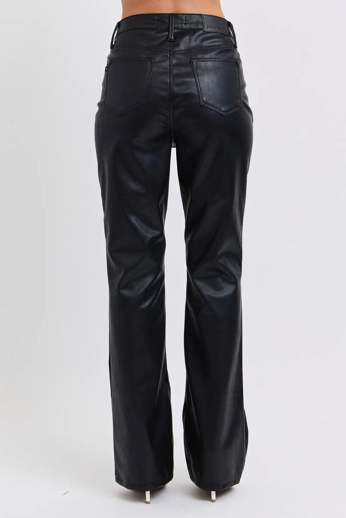 Judy Blue HW Tummy Control Faux Leather Bootcut -Pants-Judy Blue-Three Birdies Boutique, Women's Fashion Boutique Located in Kearney, MO