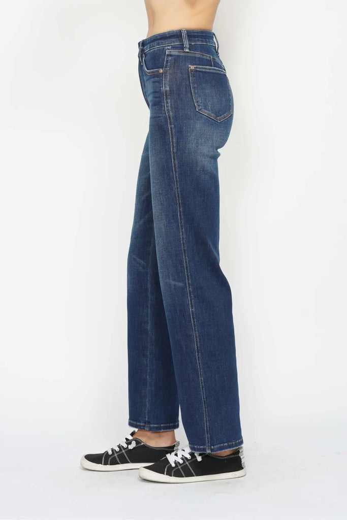 Judy Blue HW Tummy Control Classic Straight Leg Jeans-Jeans-Judy Blue-Three Birdies Boutique, Women's Fashion Boutique Located in Kearney, MO