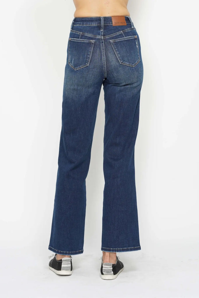 Judy Blue HW Tummy Control Classic Straight Leg Jeans-Jeans-Judy Blue-Three Birdies Boutique, Women's Fashion Boutique Located in Kearney, MO