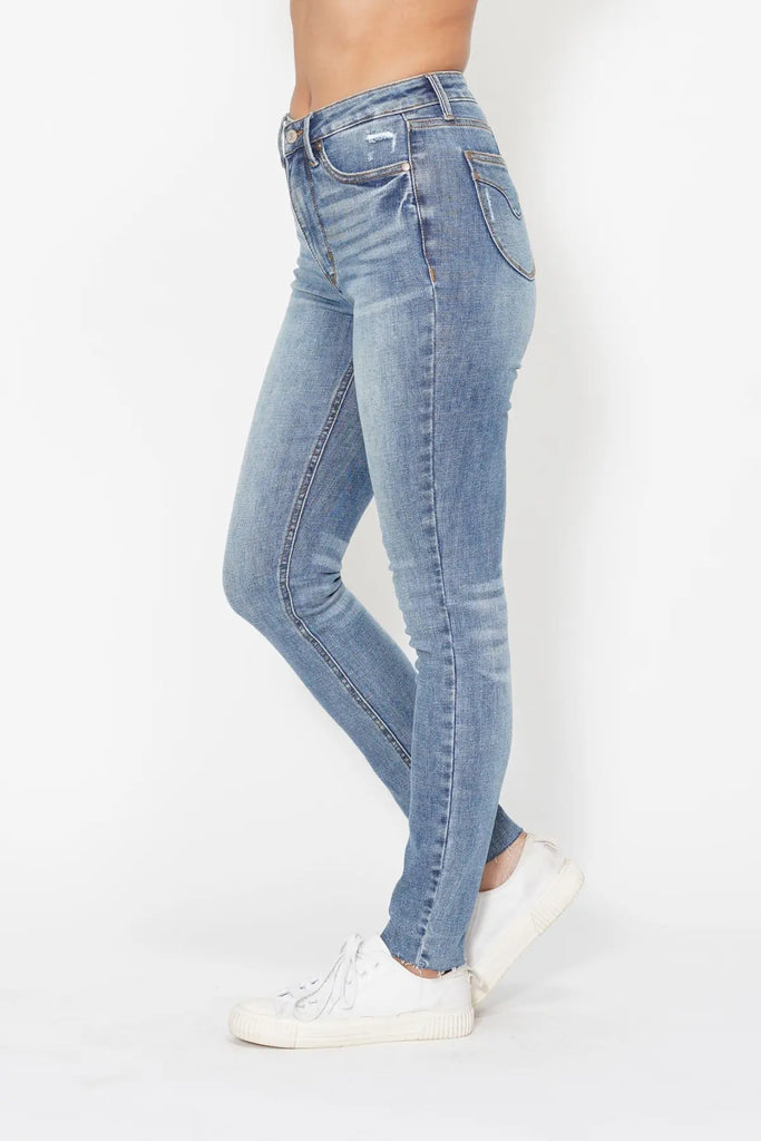 Judy Blue HW TC Vintage Shield Pocket Skinny Jeans-Denim-Judy Blue-Three Birdies Boutique, Women's Fashion Boutique Located in Kearney, MO