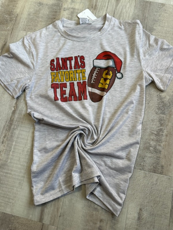 Santa's Favorite Team-Graphic Tees-Tres Birdos Graphic Tees-Three Birdies Boutique, Women's Fashion Boutique Located in Kearney, MO