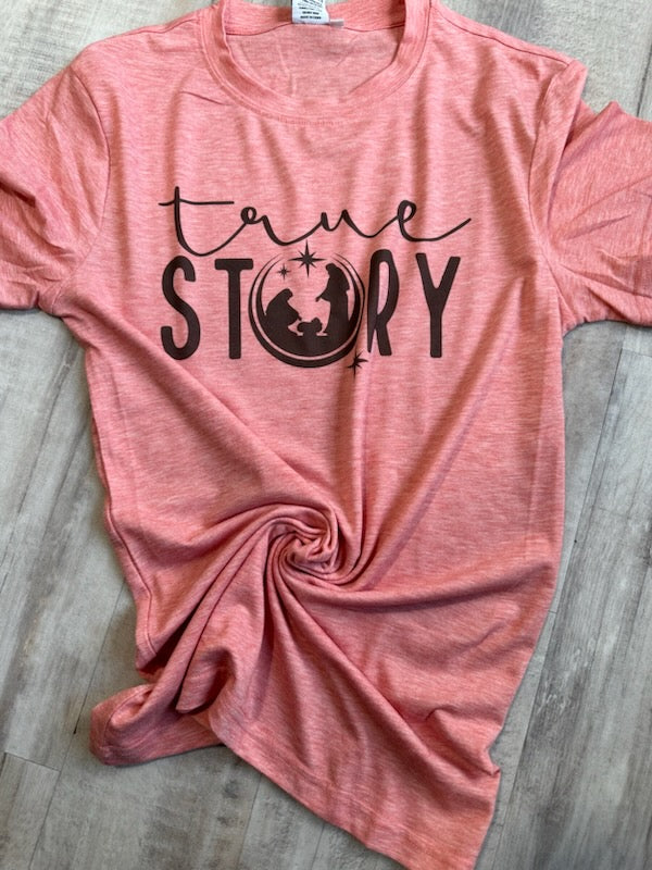 Heathered True Story Graphic Tee-Graphic Tees-Tres Birdos Graphic Tees-Three Birdies Boutique, Women's Fashion Boutique Located in Kearney, MO