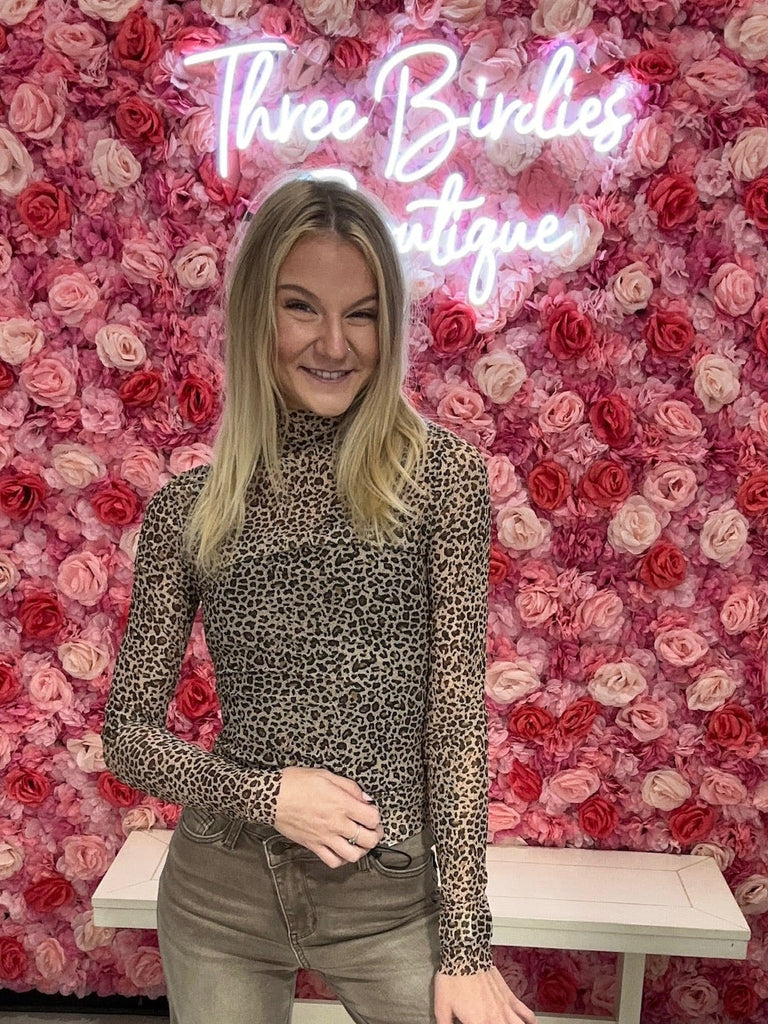 White Birch Long Sleeve Leopard Top-Shirts & Tops-White Birch-Three Birdies Boutique, Women's Fashion Boutique Located in Kearney, MO