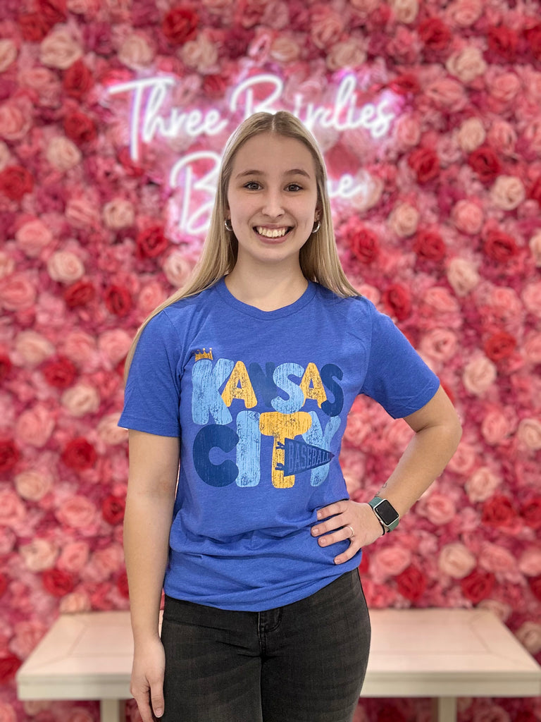 Royals Bubble Tee-Graphic Tees-Tres Birdos Graphic Tees-Three Birdies Boutique, Women's Fashion Boutique Located in Kearney, MO