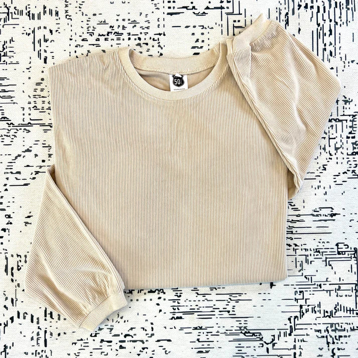 Corded Light Weight Crewneck-Crewneck-Route 50-Three Birdies Boutique, Women's Fashion Boutique Located in Kearney, MO